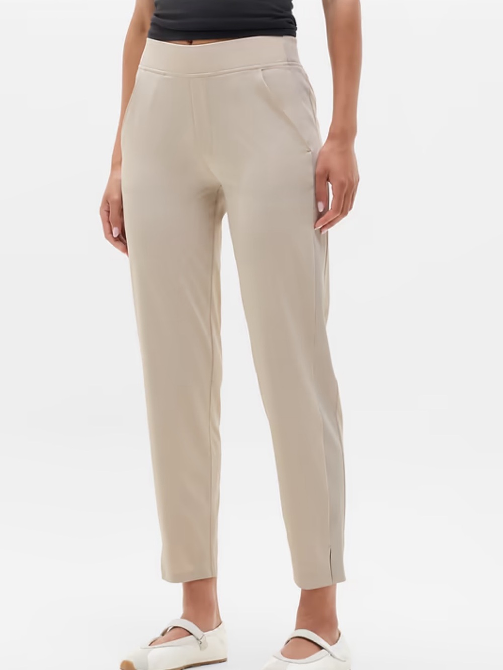 Athleta Women's Brooklyn Mid Rise Lightweight Ankle Stretch Beige Pants Size 10